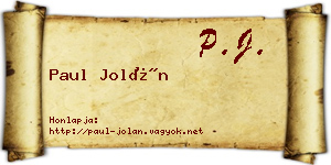 Paul Jolán névjegykártya